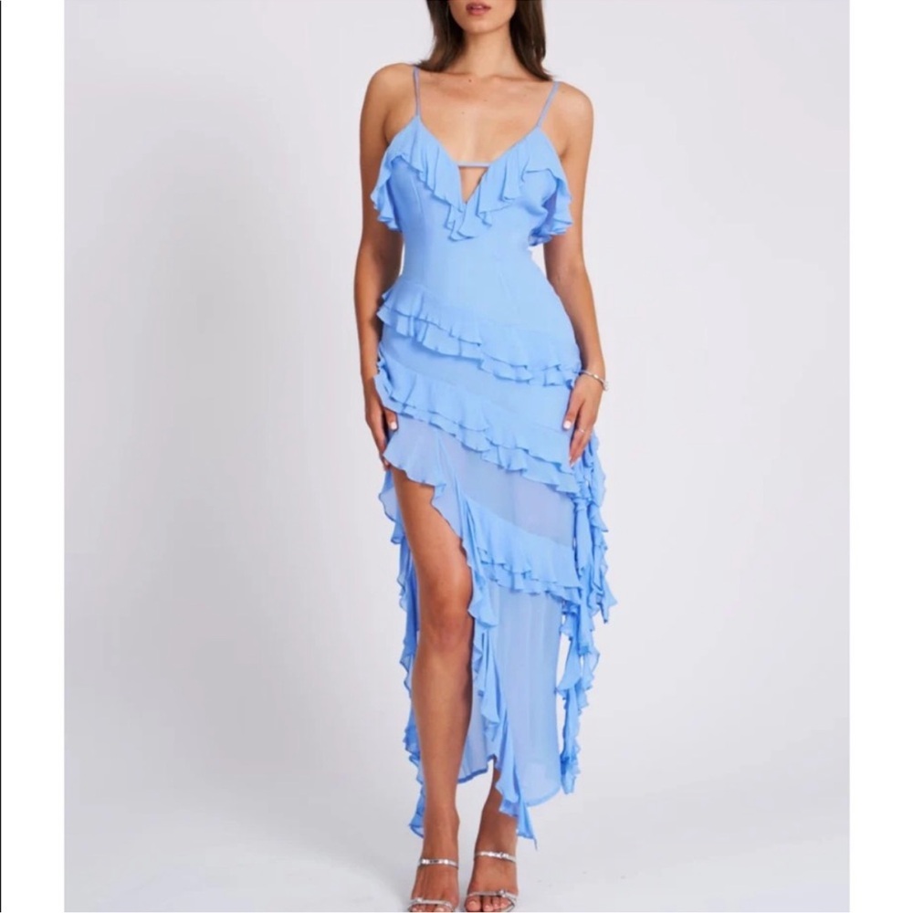 Miss Circle Theodora Lilac Ruffle‎ Spaghetti straps Fairly Maxi Dress mermaid S